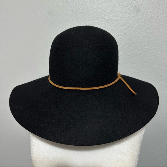 Phenix Women's Floppy Hat Black Wool Wide Brim Leather Cord Round Crown - Picture 4 of 5